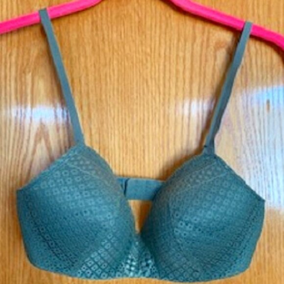 NWOT Maidenform Women's Comfort Devotion Push-Up Pewter Green Lace Bra 34C - Picture 1 of 7